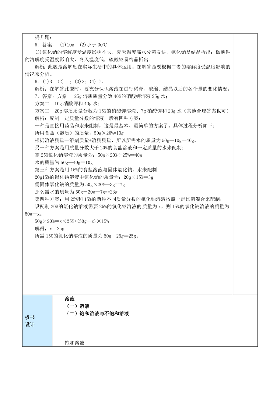 山东省龙口市南山双语学校九年级化学上册第一单元溶液专题复习教案2鲁教版.doc