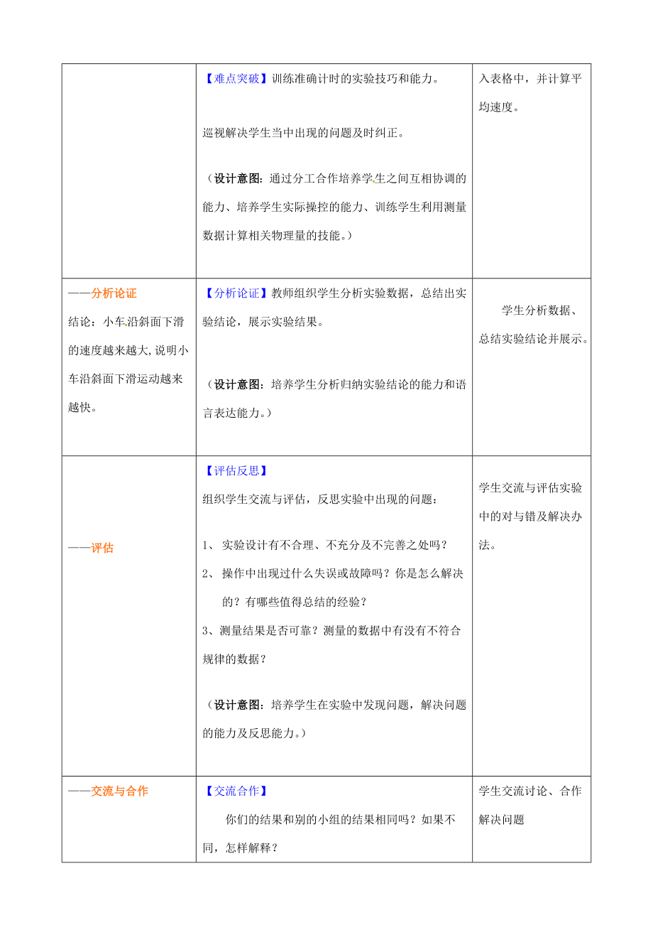 山东省枣庄市第四十二中学八年级物理014测量平均速度教案人教新课标版.doc