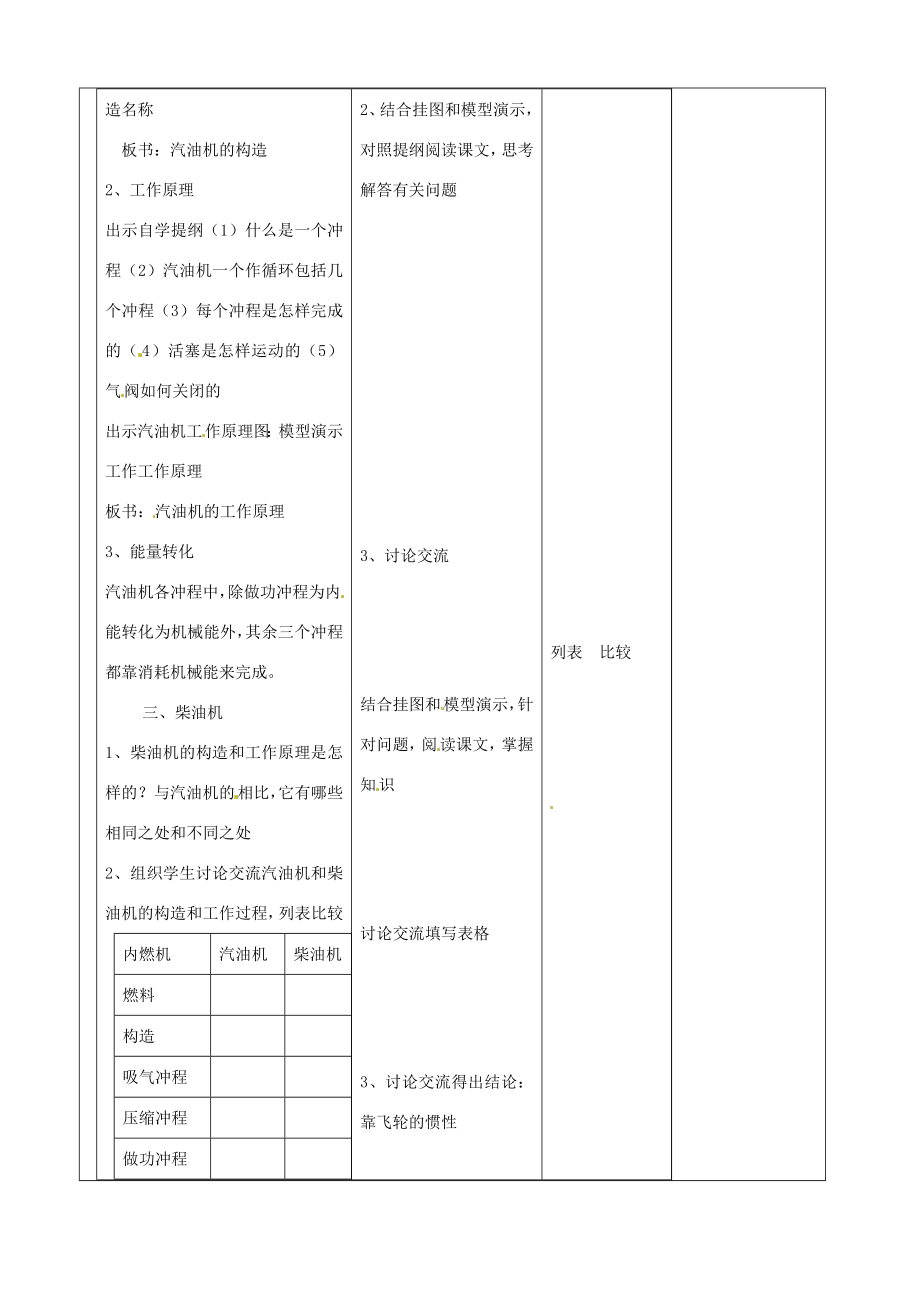 山东省济南市辛寨乡辛锐中学九年级物理全册13.3内燃机教案沪科版.doc