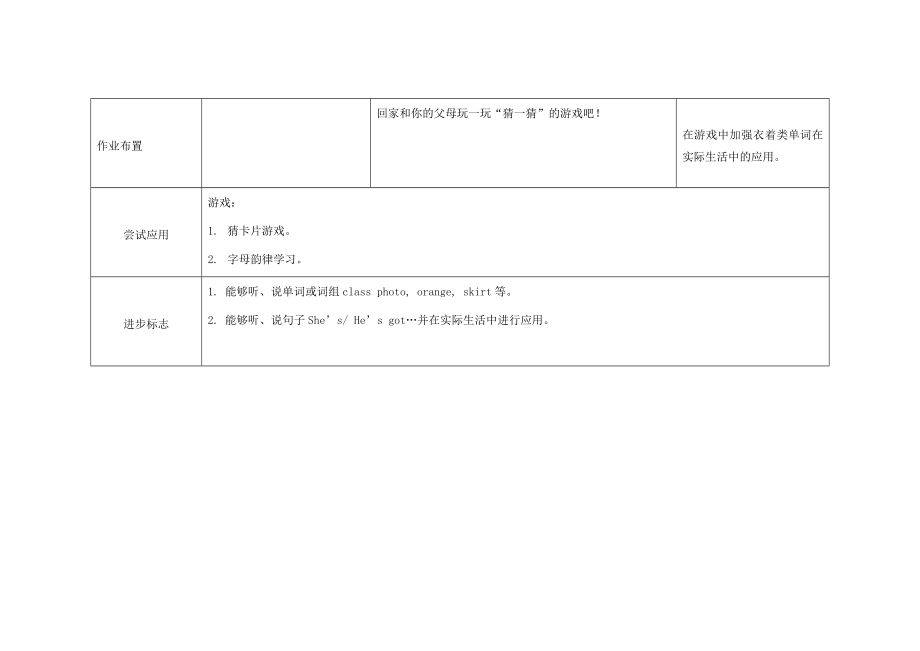 春三年级英语下册Module10Unit2She’sgotanorangesweater教案外研版（三起）外研版小学三年级下册英语教案.doc