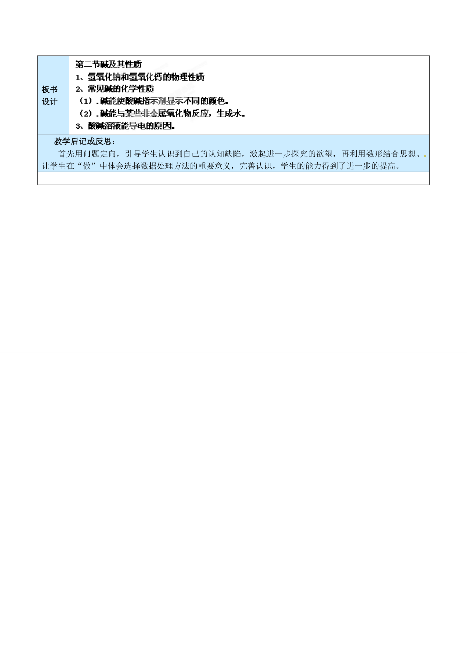 山东省龙口市南山双语学校九年级化学上册第二单元碱及其性质（第一课时）专题复习教案鲁教版.doc