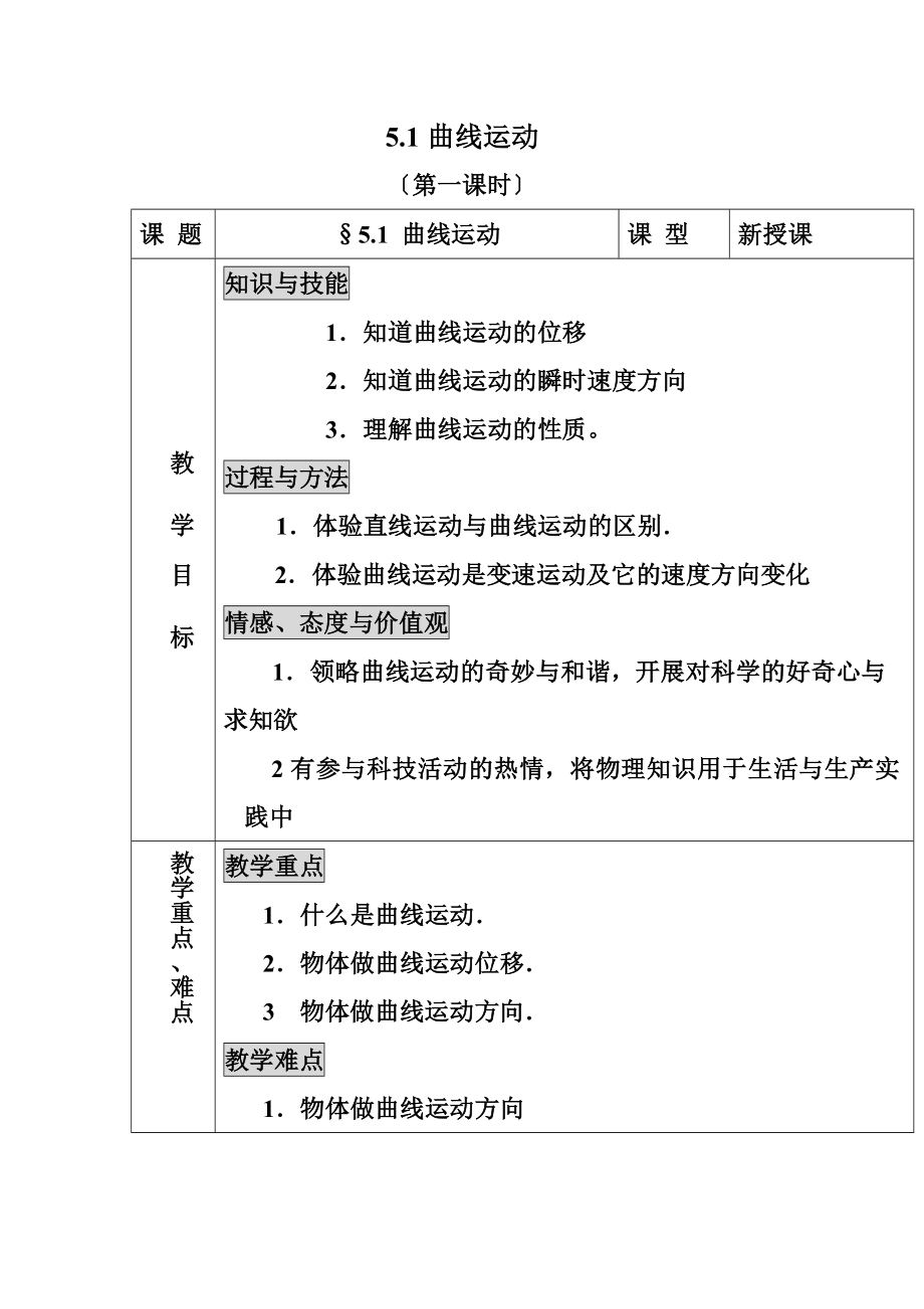 曲线运动教案(5).doc