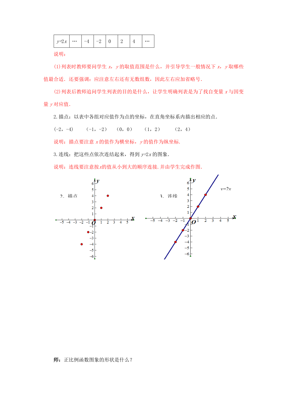 山东省枣庄市峄城区吴林街道中学八年级数学上册4.3.1一次函数的图象教案（新版）北师大版.doc