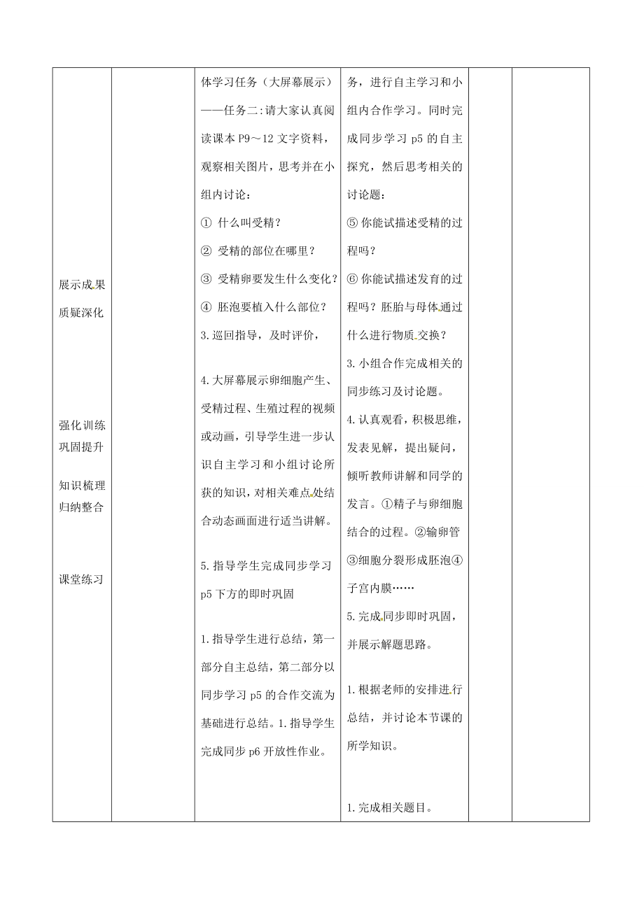 山东省临沭县第三初级中学七年级生物下册《1.2人的生殖》教案新人教版.doc