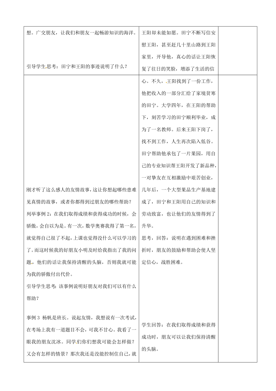 山东省郯城县第三初级中学七年级政治上册《播种友情》教案新人教版.doc