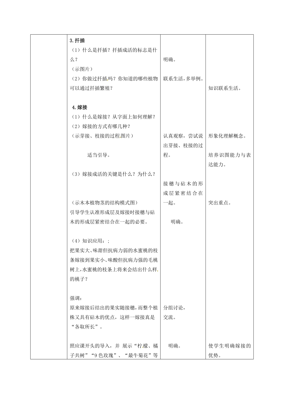 山东省枣庄市第四十二中学秋八年级生物上册《17植物的无性生殖》教案新人教版.doc