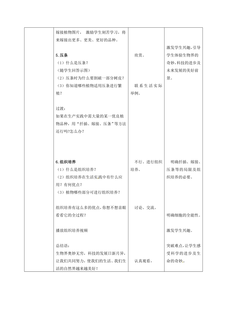 山东省枣庄市第四十二中学秋八年级生物上册《17植物的无性生殖》教案新人教版.doc