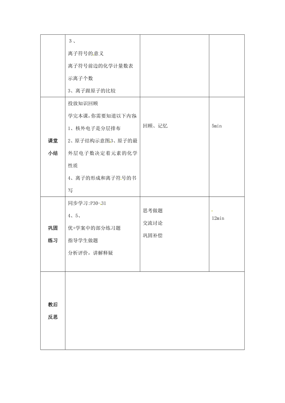 山东省临沭县九年级化学上册第三单元课题2《原子的结构（2）》教案新人教版.doc