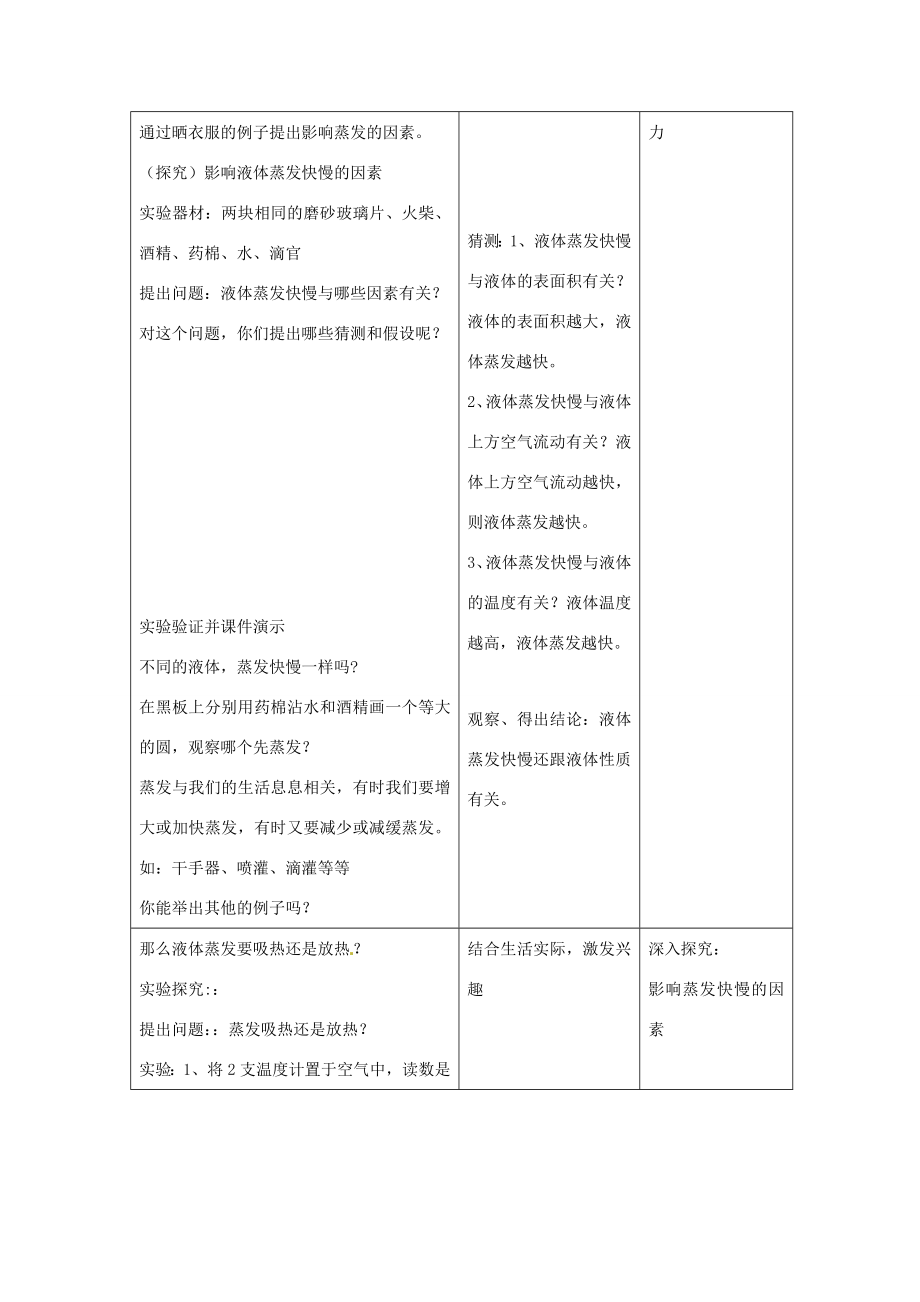 物理人教新课标八年级上汽化和液化（教案）2.doc