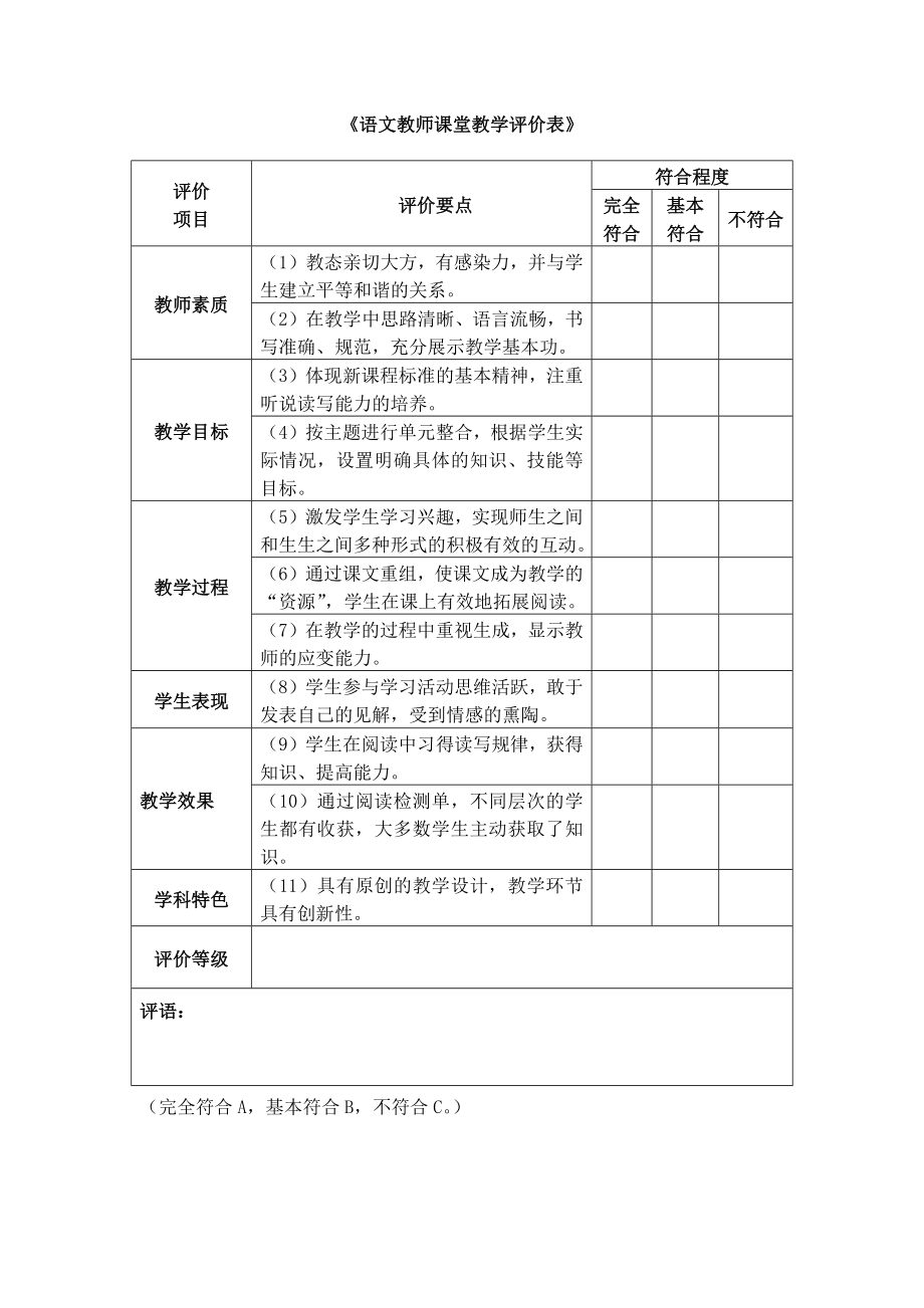 语文教师课堂教学评价表.doc