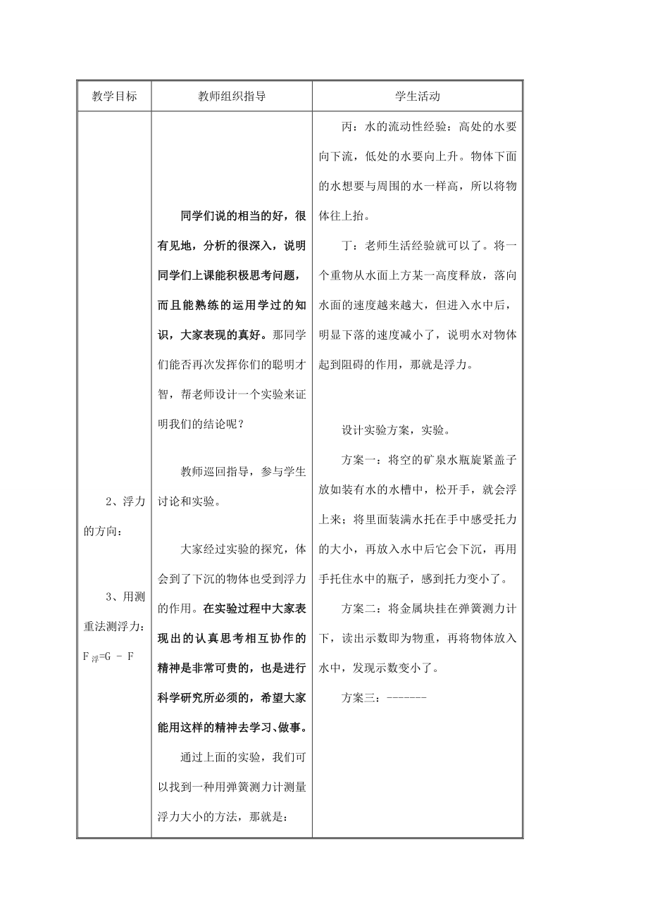 江苏省八年级物理《9.4浮力》教案.doc