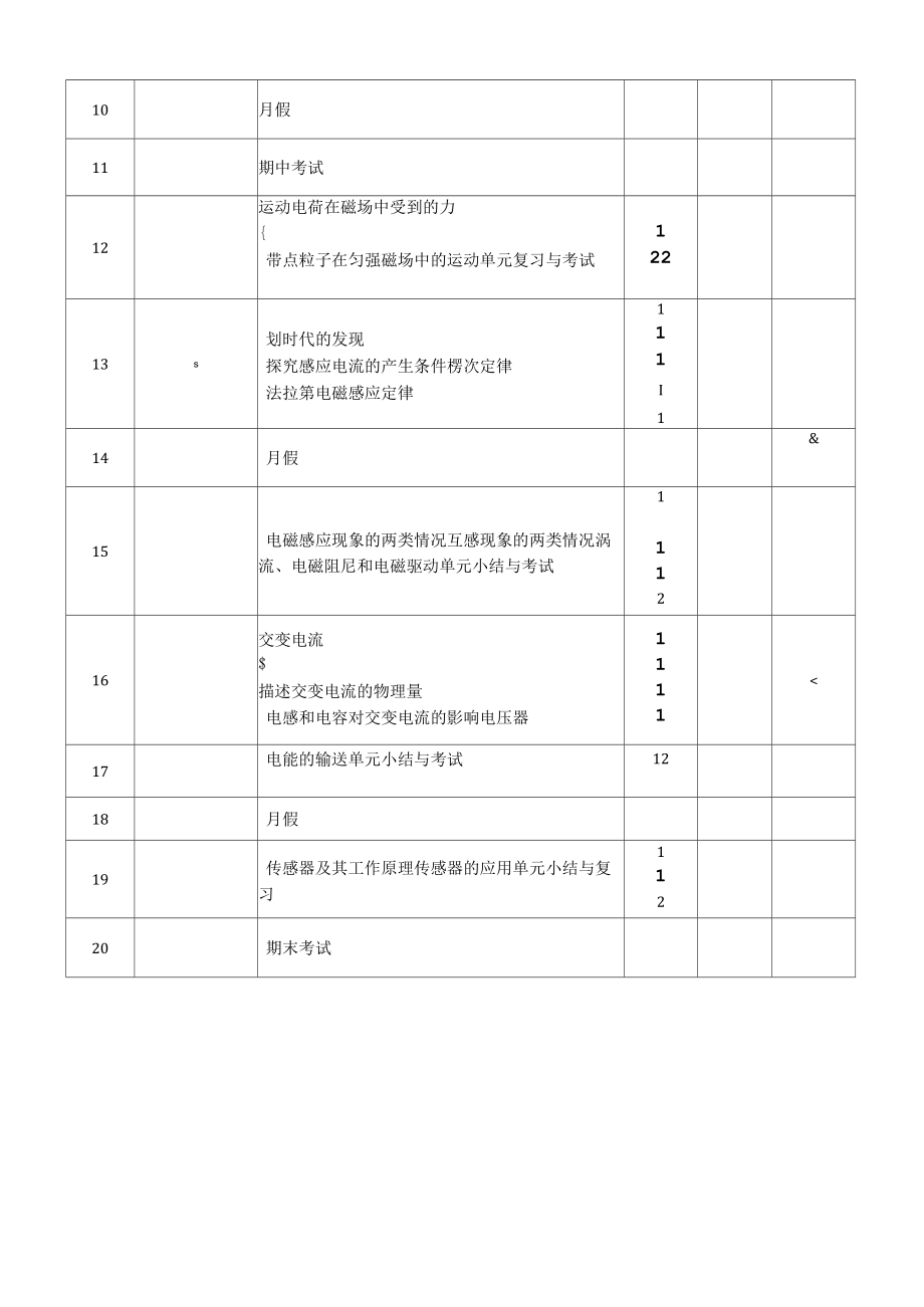 高二物理上学期教学计划.doc