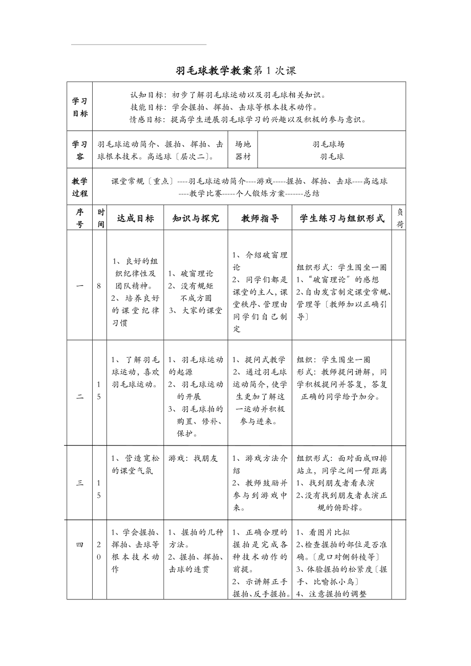 羽毛球教学教案(2).doc