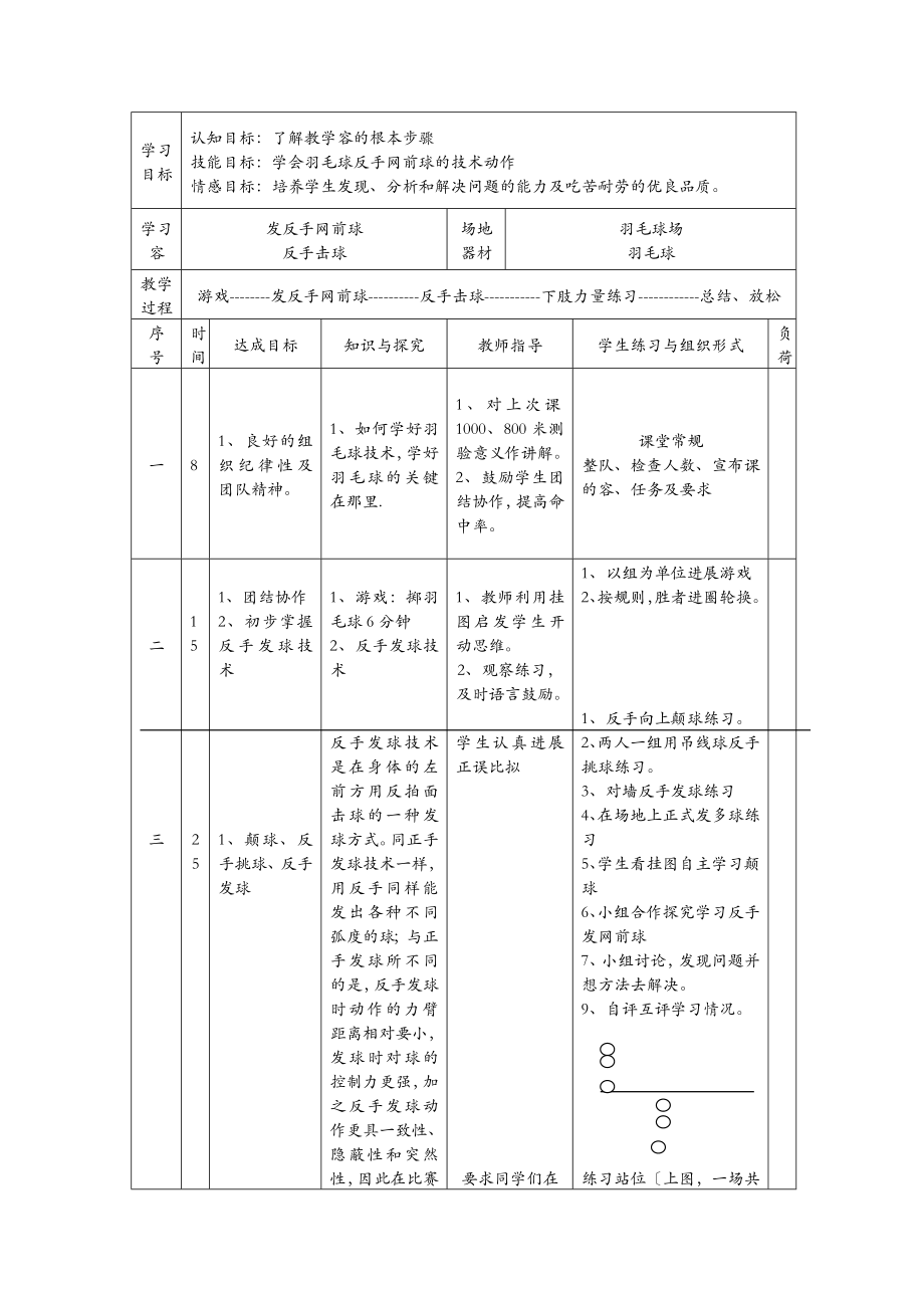 羽毛球教学教案(2).doc