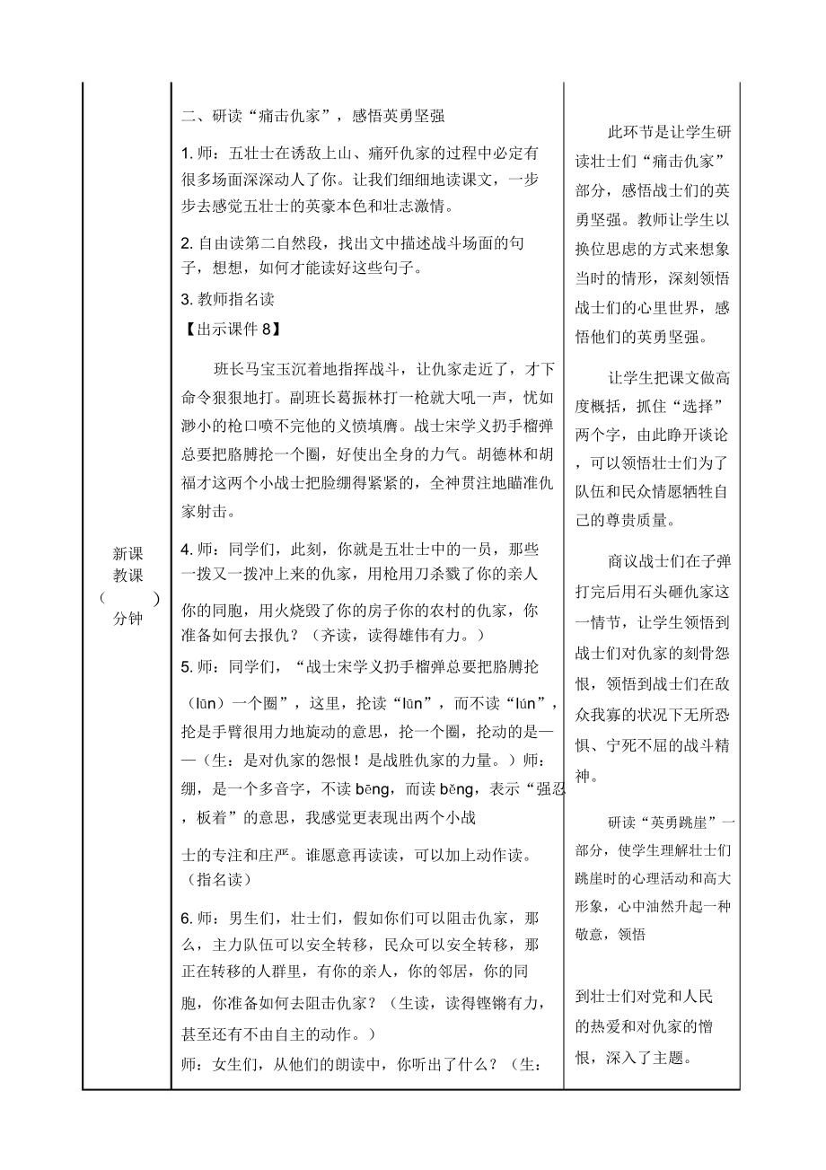 部编六年级语文上册狼牙山五壮士教案.doc