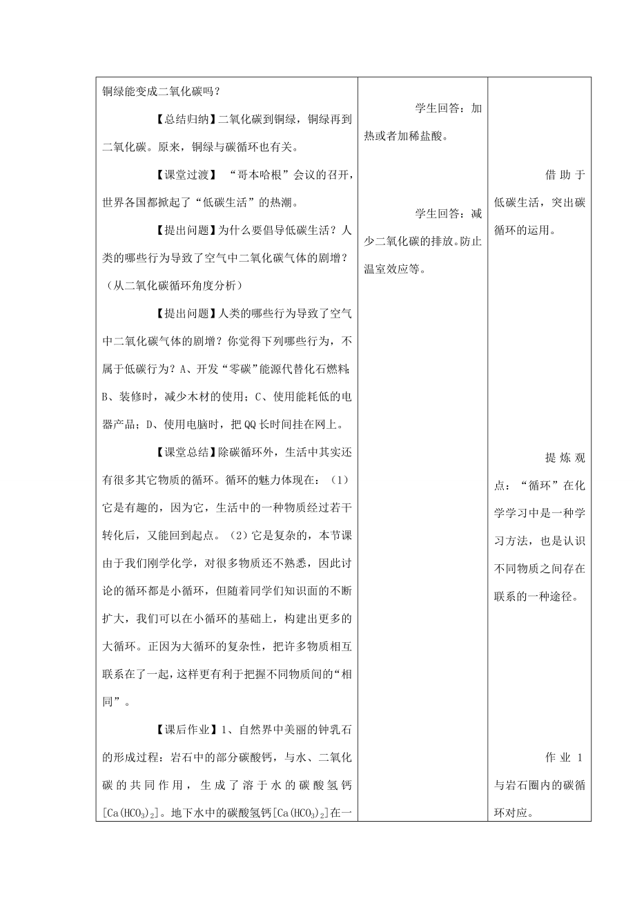 江苏省202X年初中化学“碳循环”的魅力优质课教案.doc