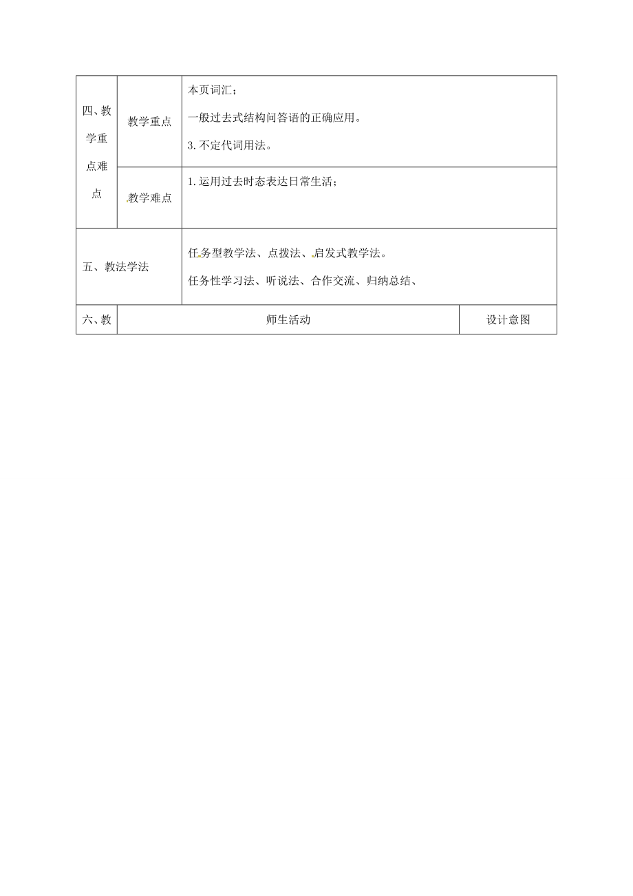 陕西省石泉县八年级英语上册Unit1WheredidyougoonvacationSectionA（2a2d）教案（新版）人教新目标版（新版）人教新目标版初中八年级上册英语教案.doc