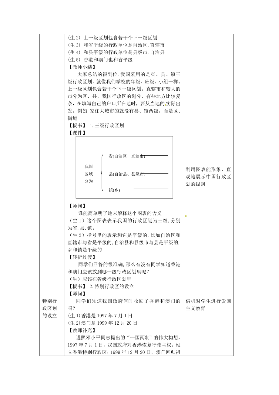 湖南省宁乡县道林中学七年级地理上册中国的行政区划教案湘教版.doc