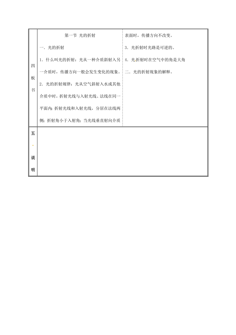 江西省吉安县凤凰中学八年级物理上册光的折射教案.doc