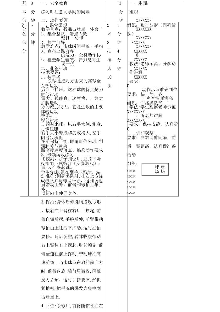 羽毛球正手杀球教案(3).doc