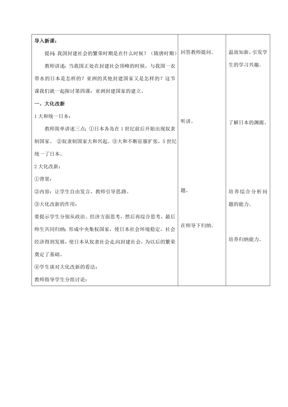 江苏省如皋市白蒲镇九年级历史上册第4课亚洲封建国家的建立教案新人教版新人教版初中九年级上册历史教案.doc