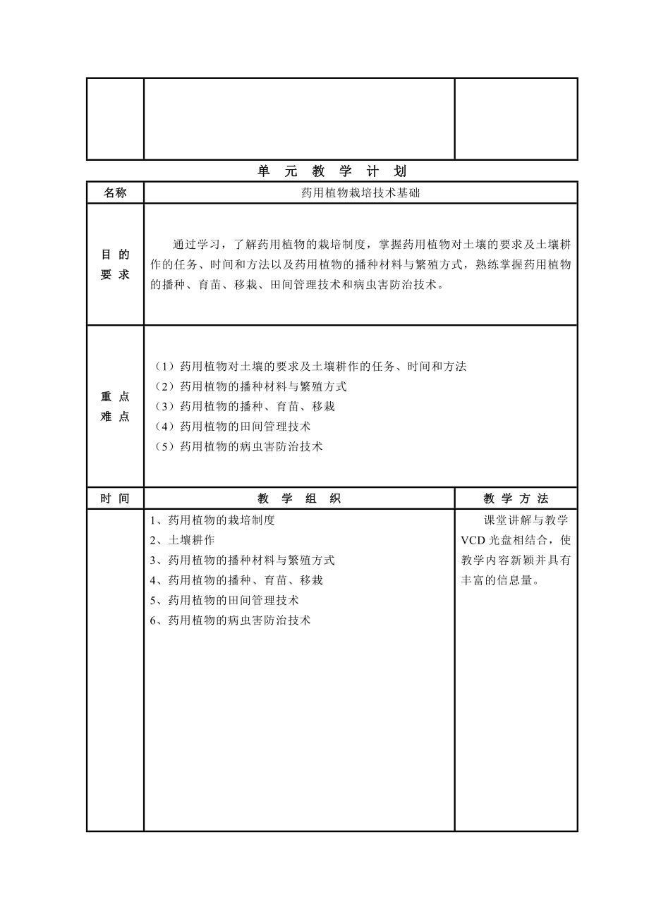 药用植物栽培学教案.doc