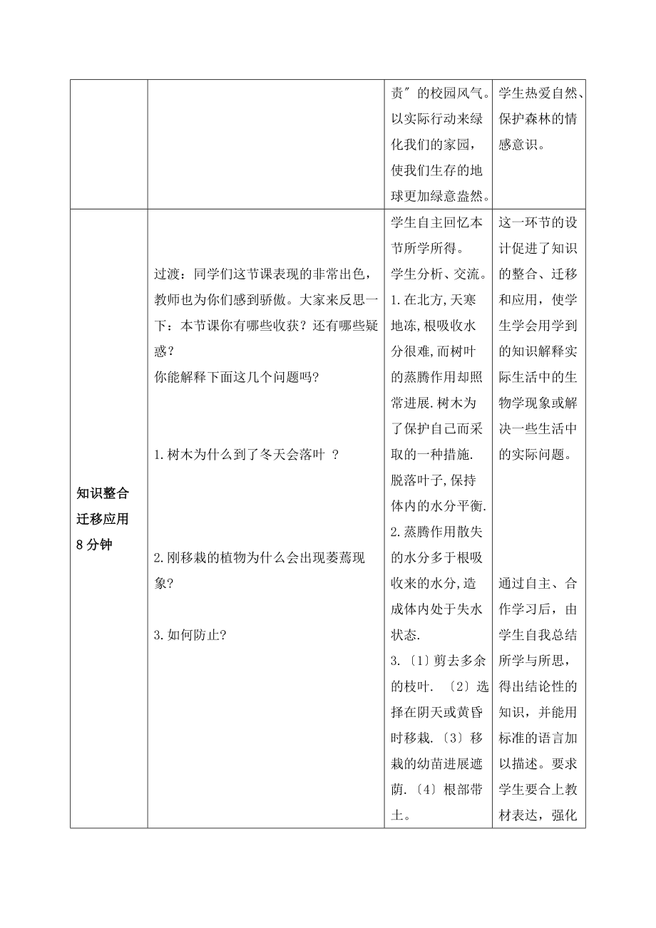 济南版生物七年级上册2.1.2《绿色植物的蒸腾作用》第二课时教案.doc