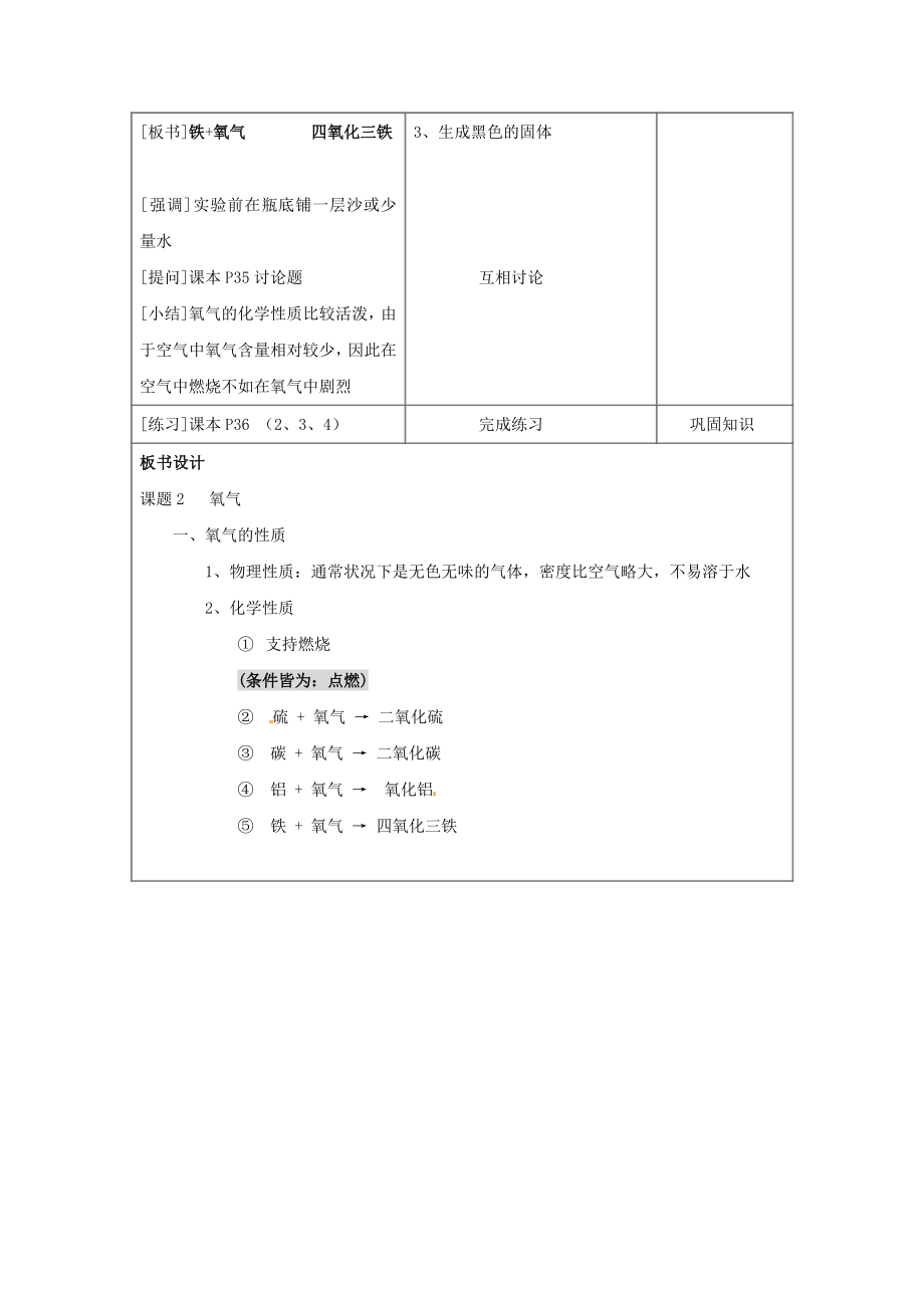 江苏省连云港市岗埠中学九年级化学上册第二单元课题2氧气（第1课时）教案新人教版.doc