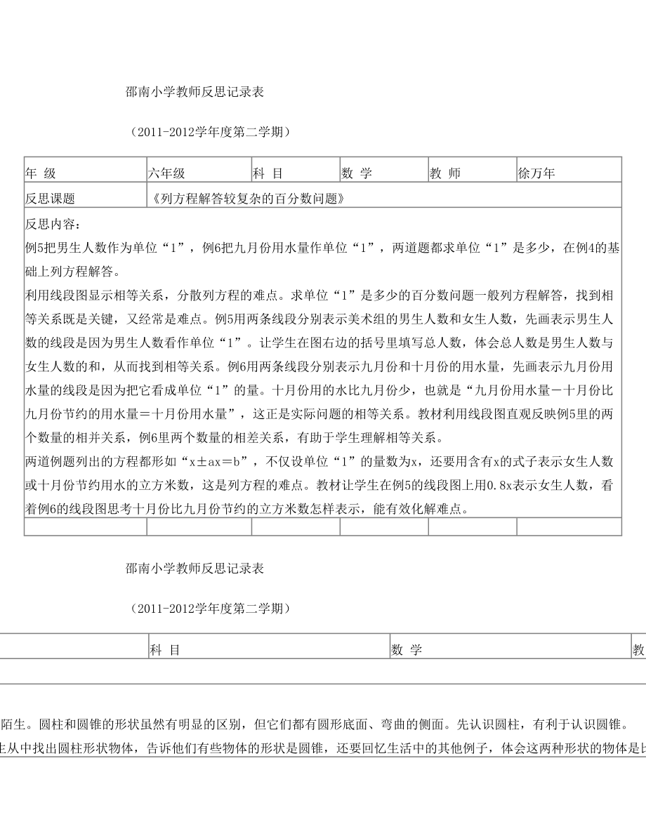 苏教版六年级下册数学教学反思.doc