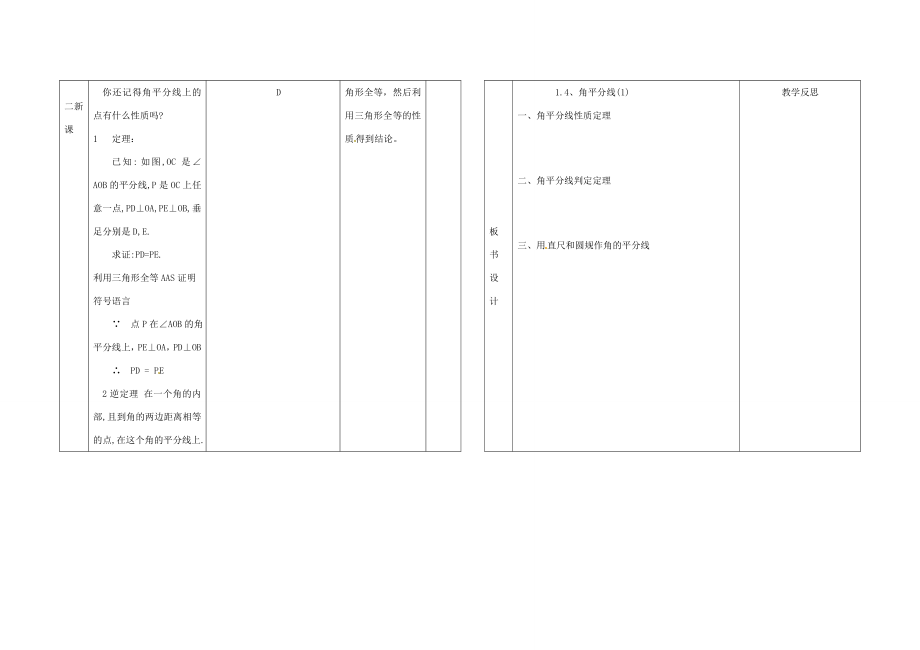 辽宁省凌海市九年级数学上册《1.4、角平分线》教案（1）人教新课标版.doc