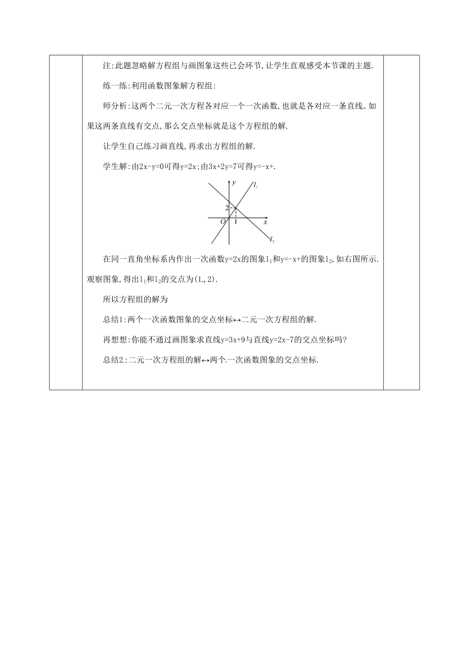 河北省邯郸市肥乡县八年级数学上册第五章二元一次方程组第六节二元一次方程与一次函数教案1（新版）北师大版（新版）北师大版初中八年级上册数学教案.doc