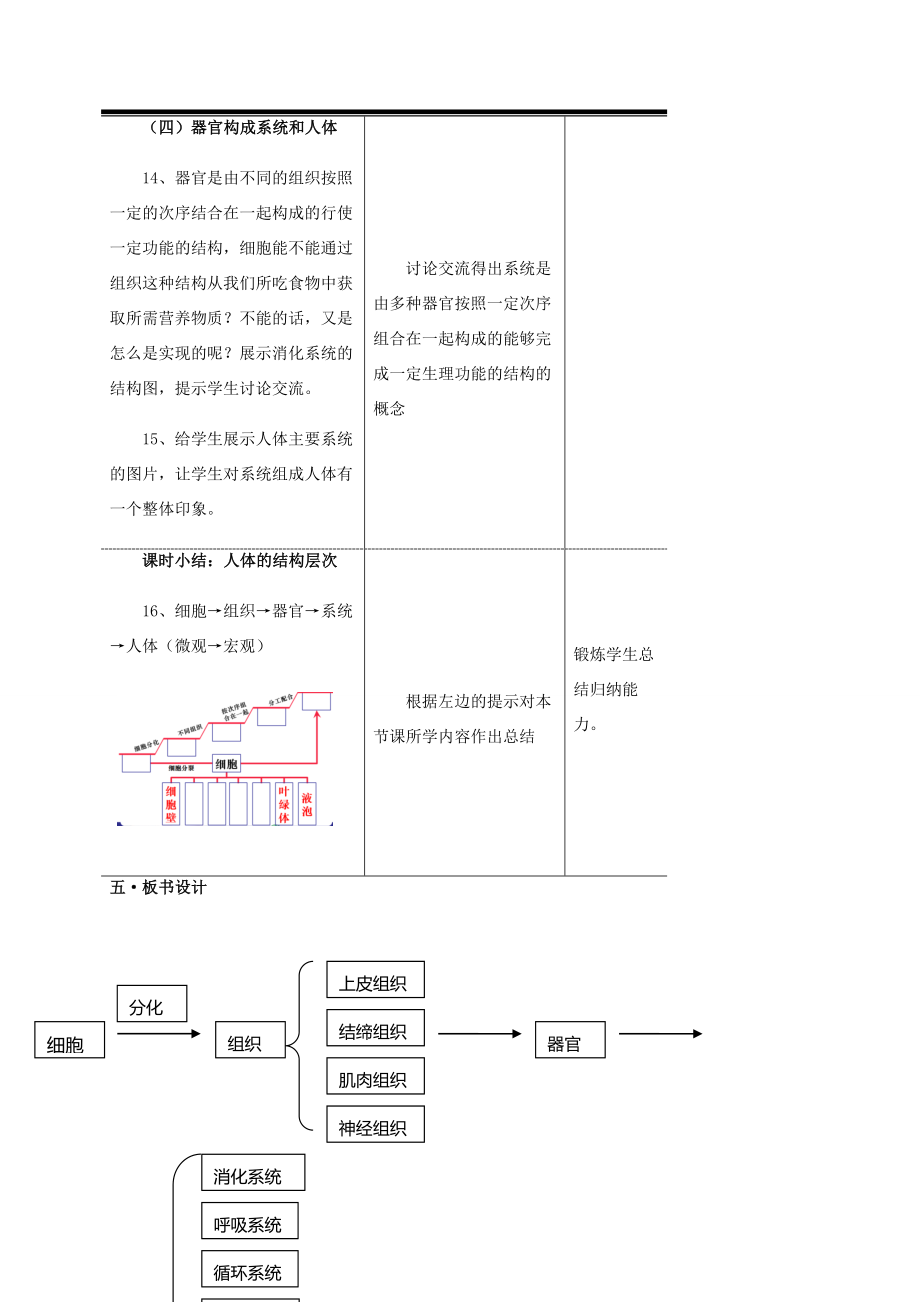 秋七年级生物上册2.2.2动物体的结构层次教案（新版）新人教版（新版）新人教版初中七年级上册生物教案.doc