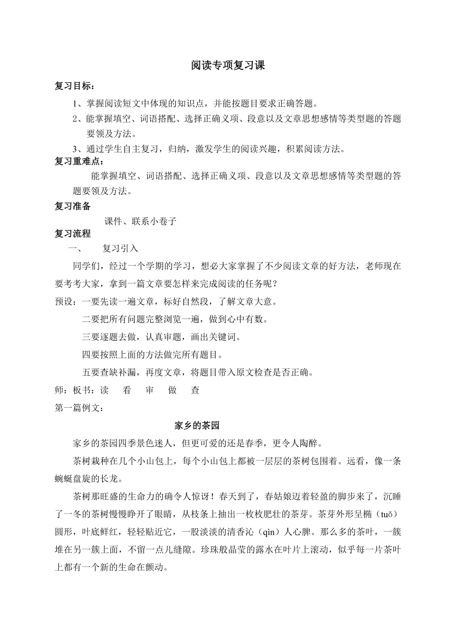 阅读专项复习课教案(2).doc