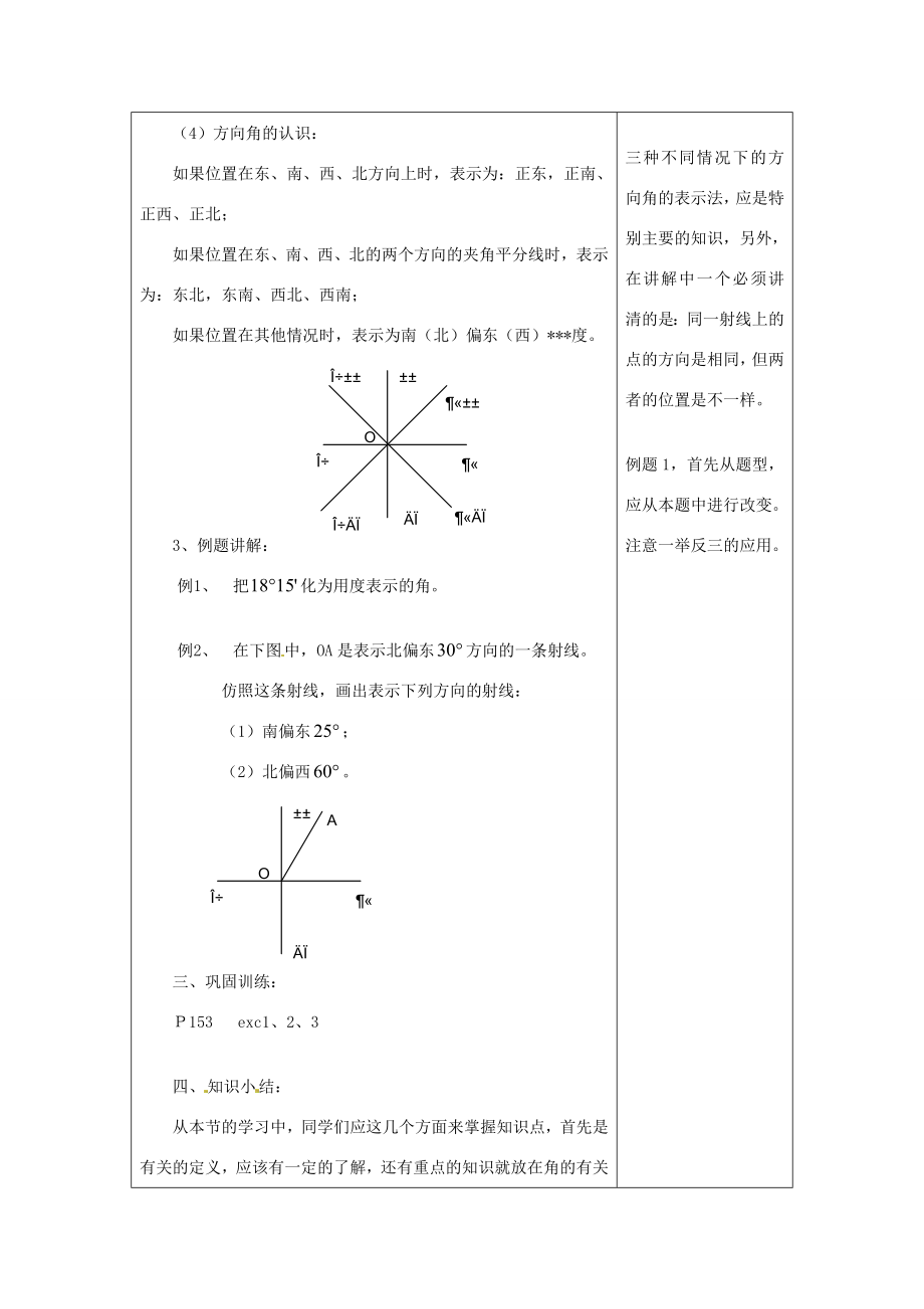 河南省洛阳市下峪镇初级中学七年级数学《角》教案.doc