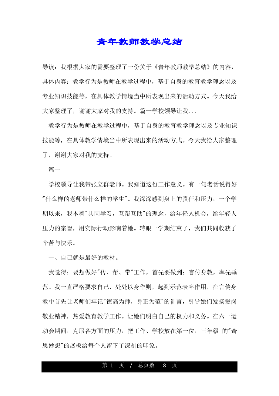 青年教师教学总结.doc