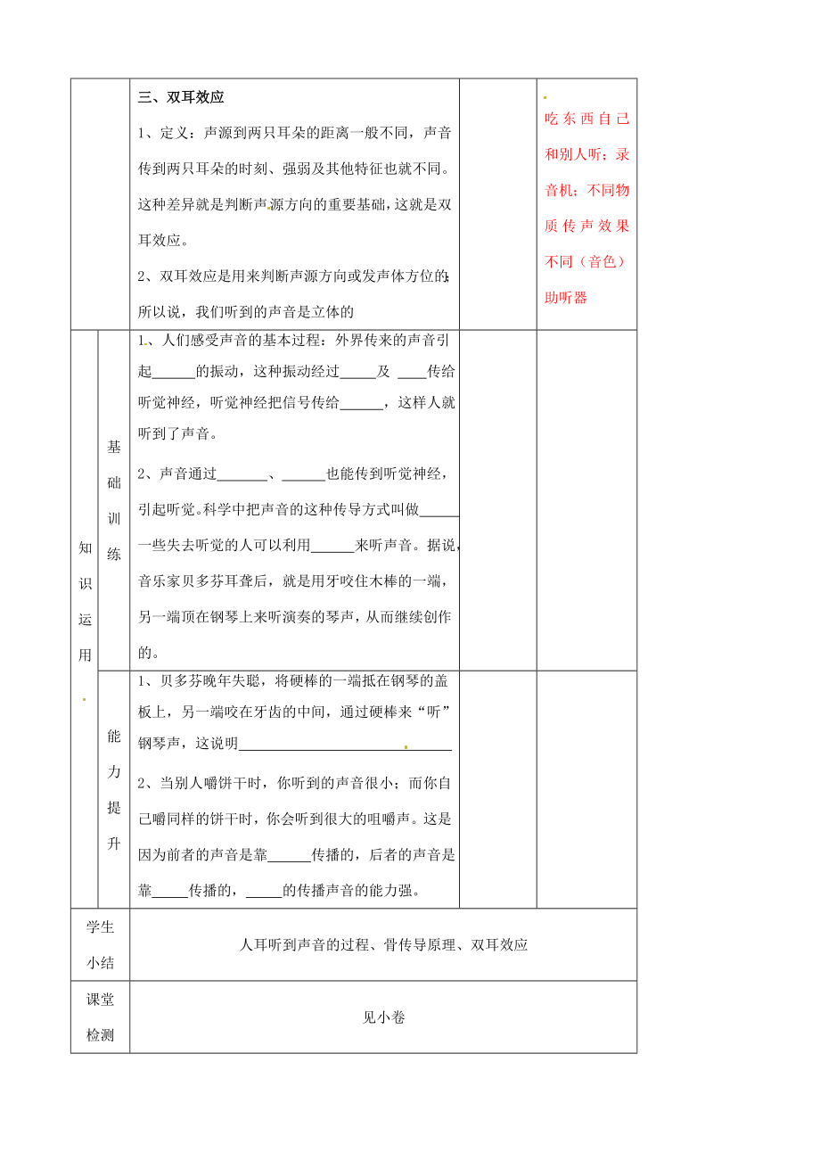 辽宁省大连市第七十六中学八年级物理上册1.2我们怎样听到声音教案新人教版.doc