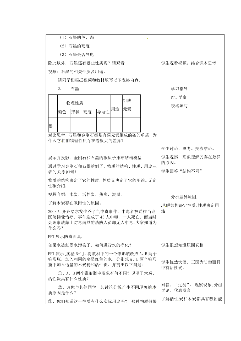 江苏省连云港市东港中学东校区九年级化学上册课题1金刚石、石墨和C60教案新人教版.doc