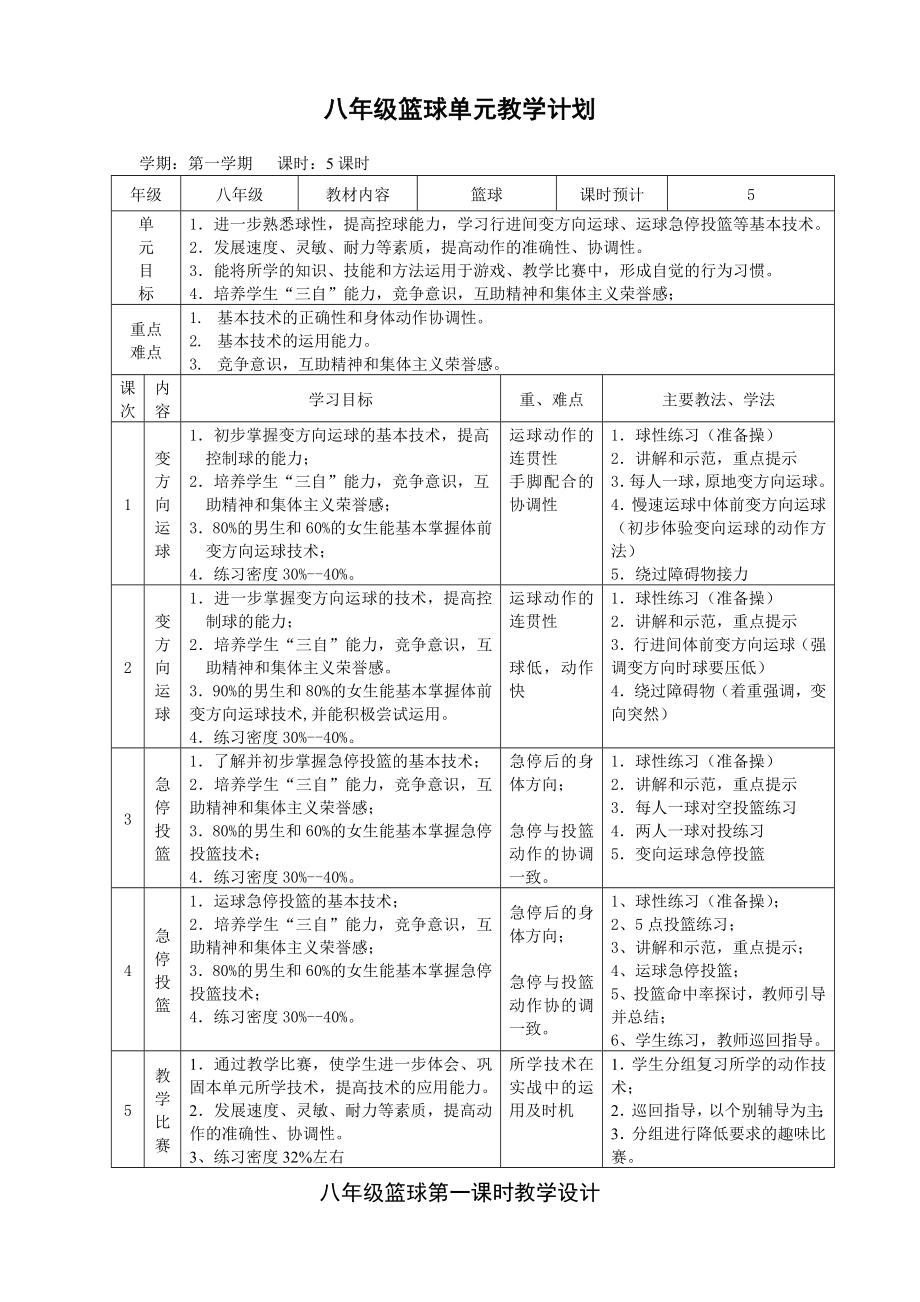 篮球体前变向换手运球教学设计.doc