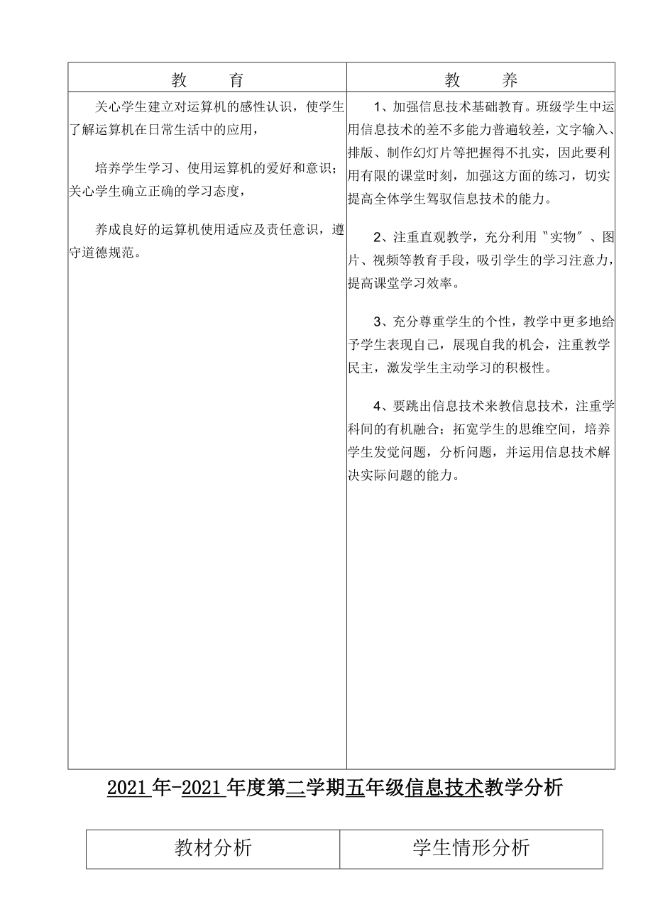 甘肃教育出版社五年级信息技术教案下册打印版.doc