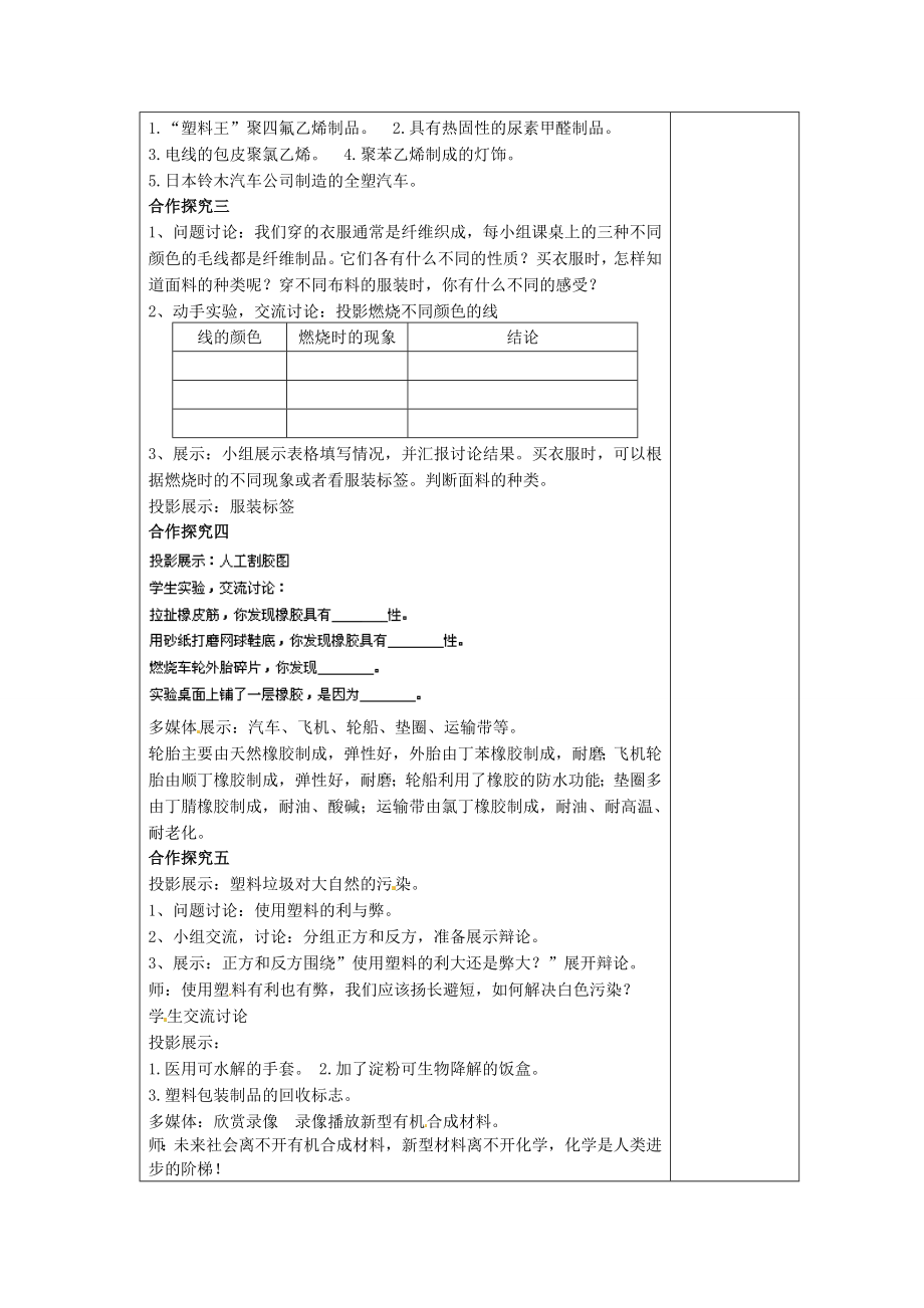 江苏省连云港市岗埠中学九年级化学下册第十二单元课题3《有机合成材料》教案（新版）新人教版.doc