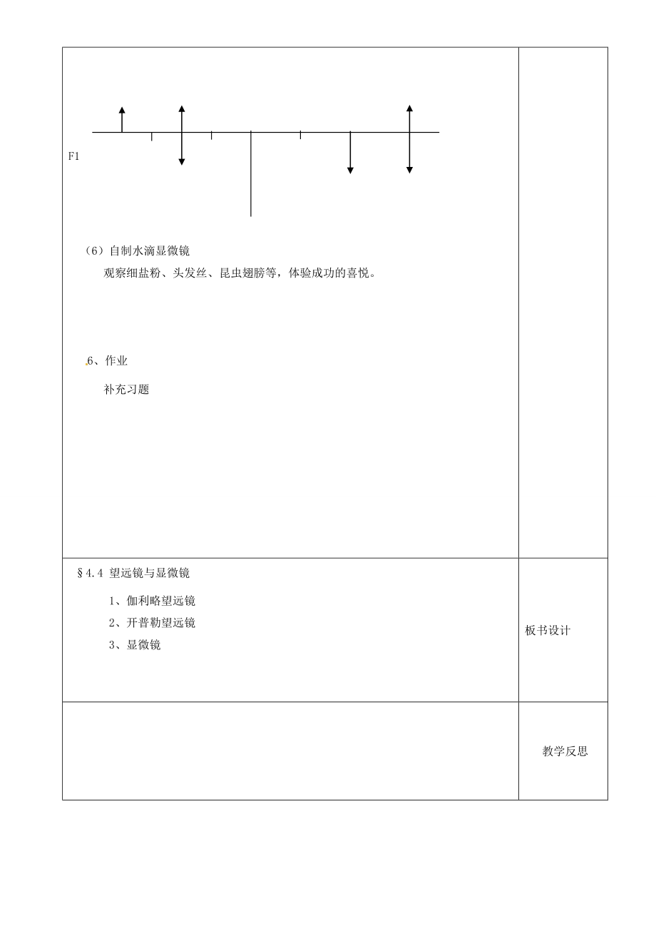 江苏省沭阳银河学校八年级物理上册《望远镜与显微镜》教案苏科版.doc