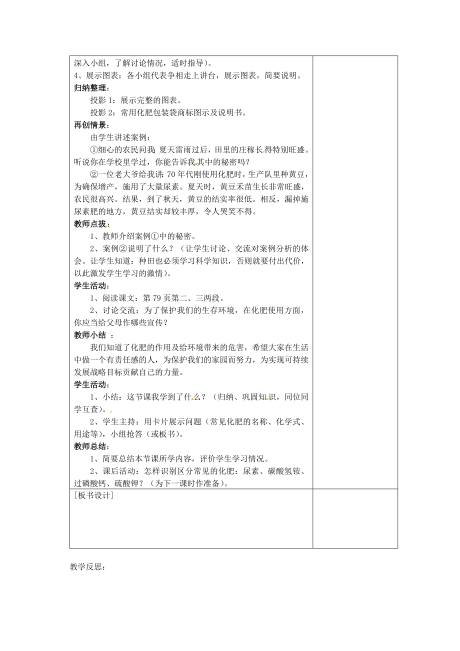 江苏省连云港市岗埠中学九年级化学下册第十一单元课题2《化学肥料》教案1（新版）新人教版.doc