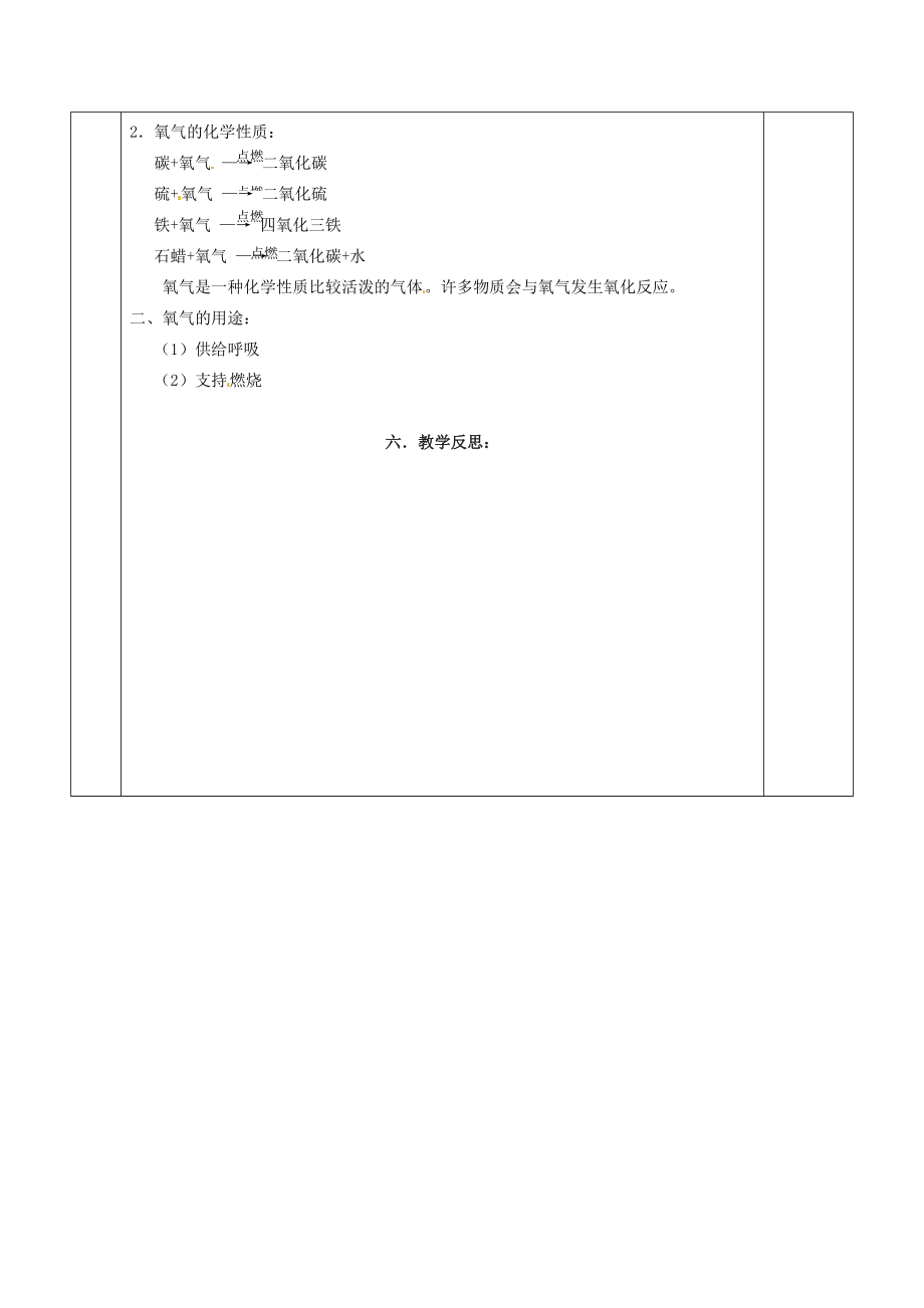 江苏省苏州市太仓市城厢镇九年级化学全册第二章身边的化学物质2.1性质活泼的氧气教案1（新版）沪教版（新版）沪教版初中九年级全册化学教案.doc