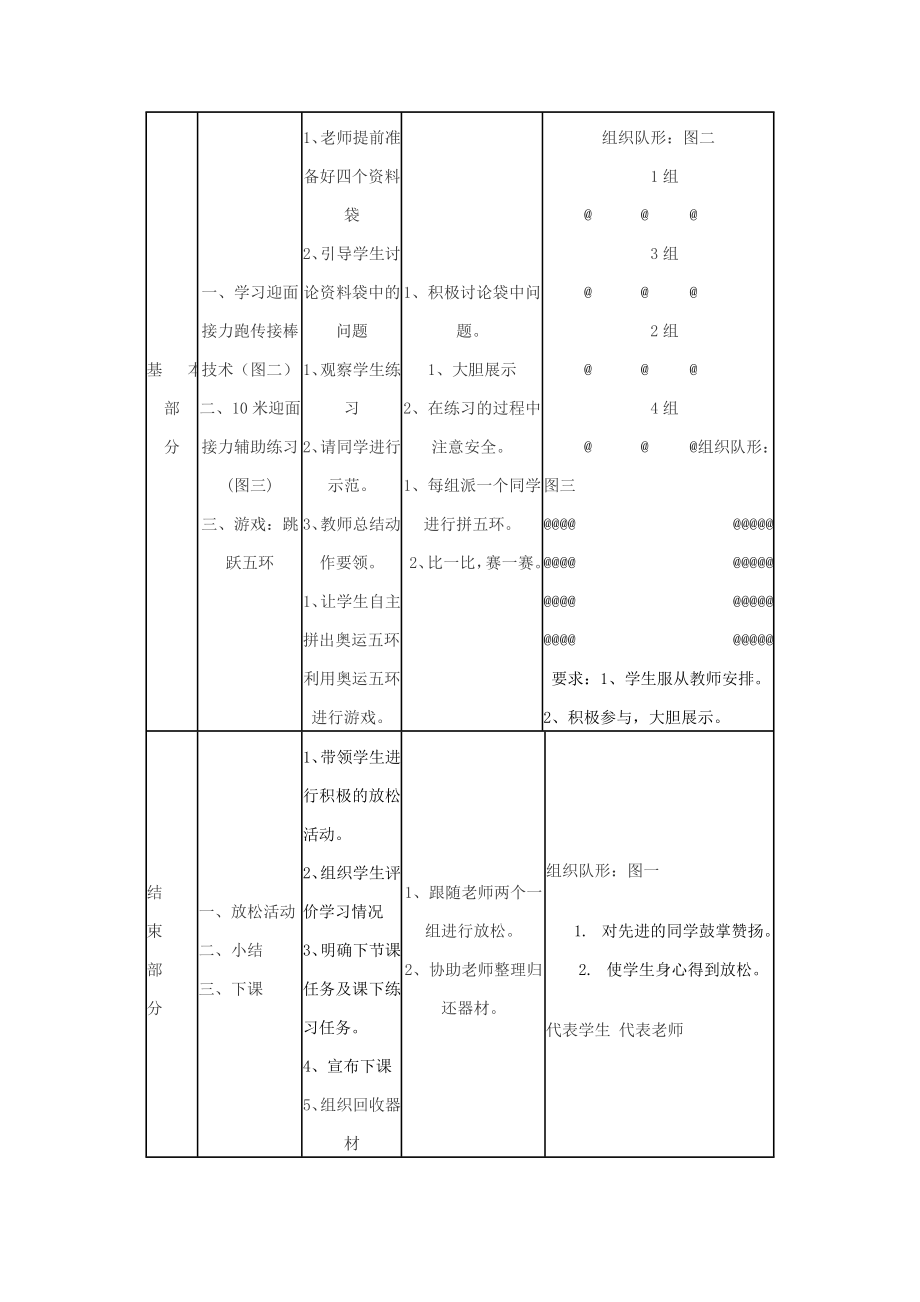 迎面接力跑教案及课后反思(2).doc