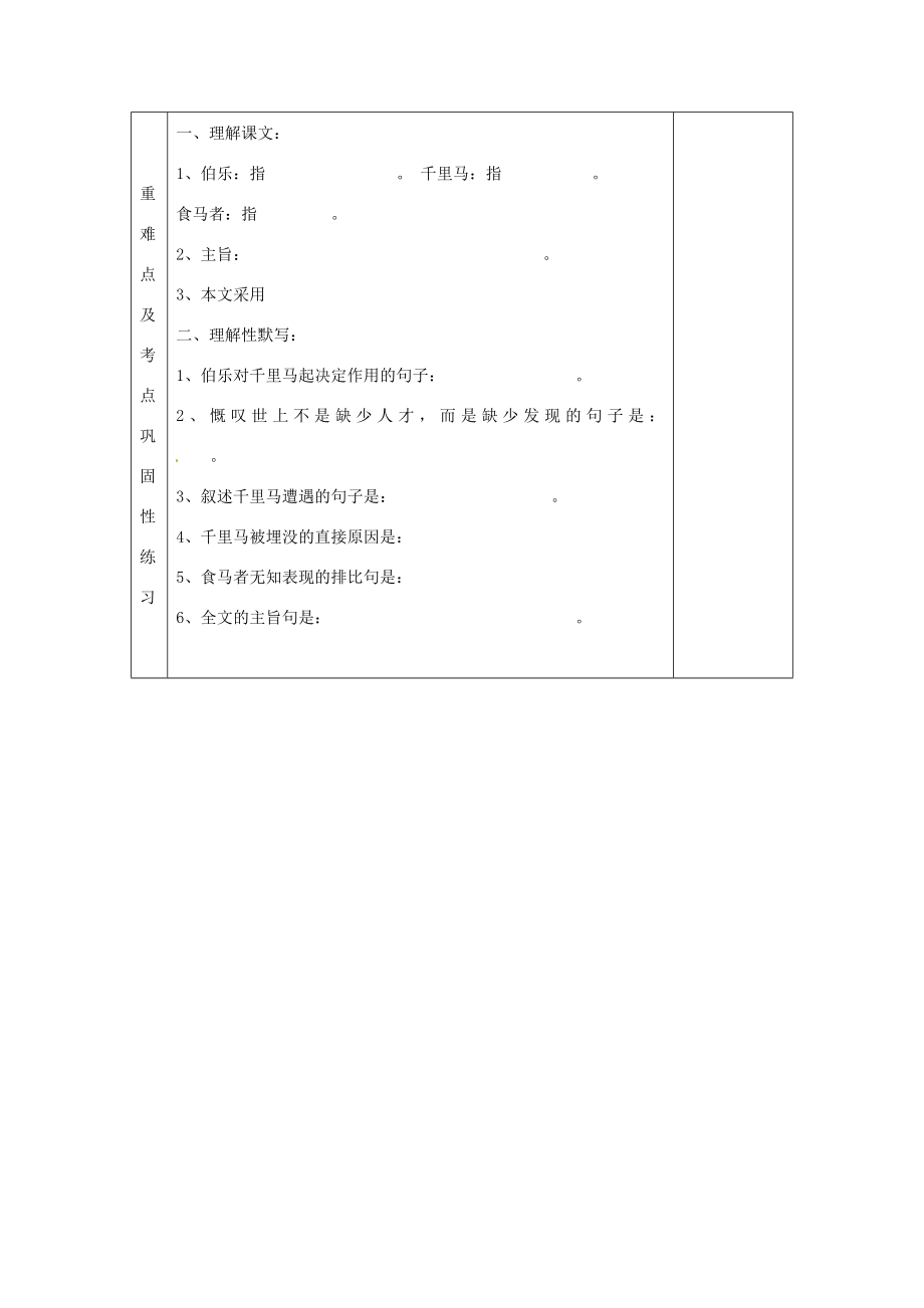 河南省洛阳市下峪镇初级中学八年级语文下册《马说》第2课时教案新人教版.doc