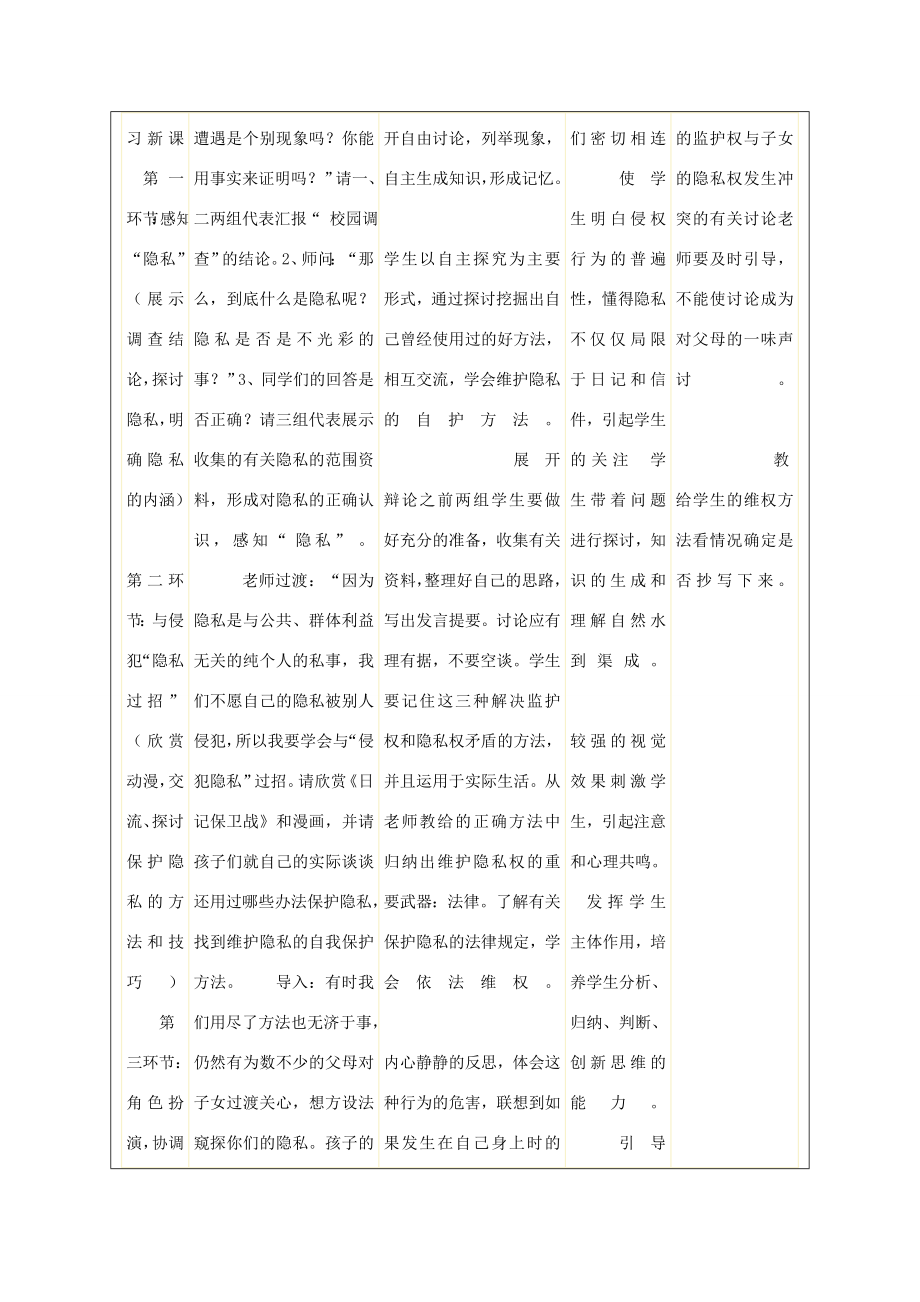 秋八年级政治上册第5课不要侵犯我的隐私教案人民版人民版初中八年级上册政治教案.doc