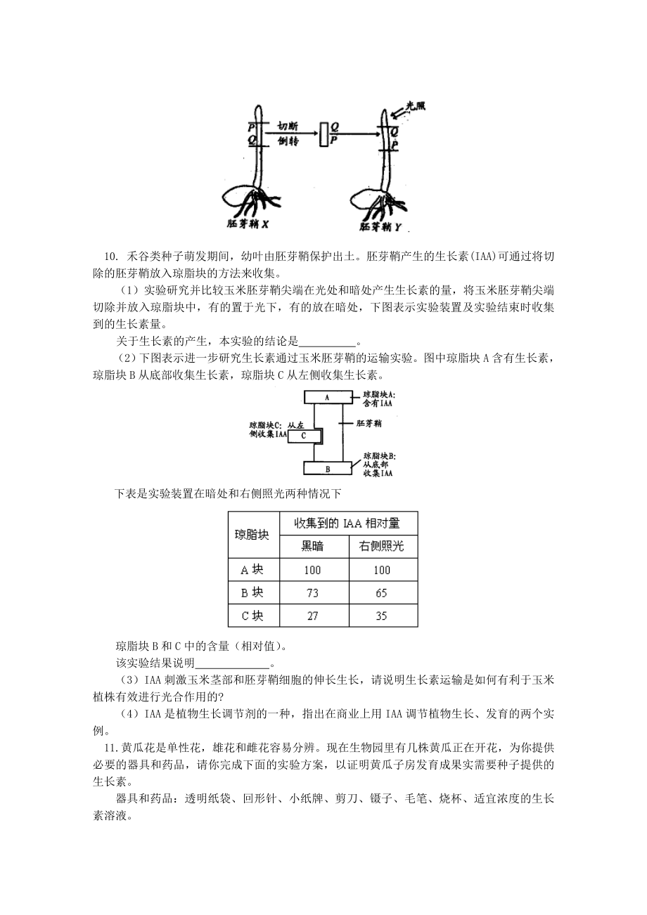 高三生物专题复习植物的激素调节教案.doc