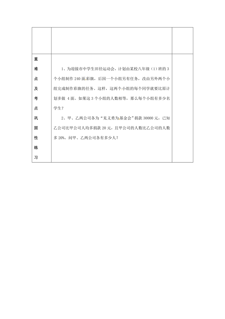 河南省洛阳市下峪镇初级中学八年级数学下册《分式方程》教案3新人教版.doc