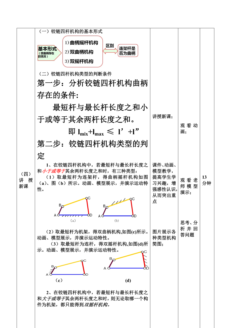 铰链四杆机构教学设计.doc