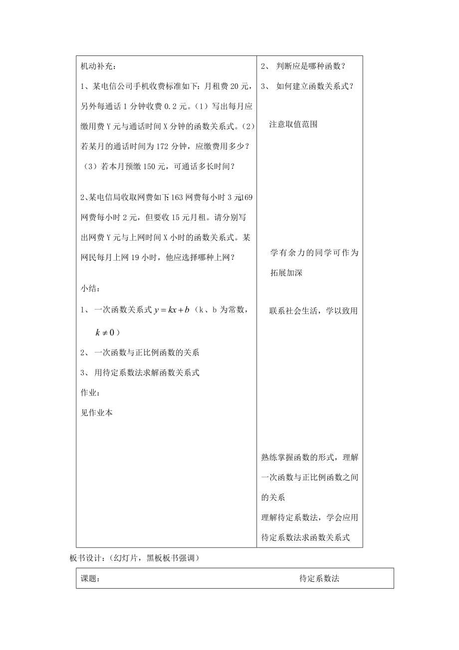 浙江省慈溪市横河初级中学八年级数学上册7.3.1一次函数教案（2）新人教版.doc